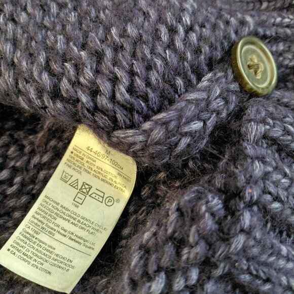 Banana Republic Cardigan Sweater Shawl Eclectic Grandpa Cable Knit Chunky - Picture 6 of 9